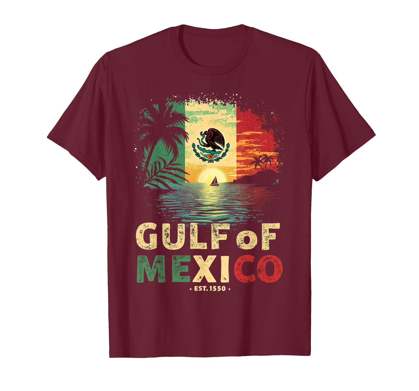 Gulf Of Mexico Est 1550 Mexican Gulf of Mexico Flag Vintage T-Shirt