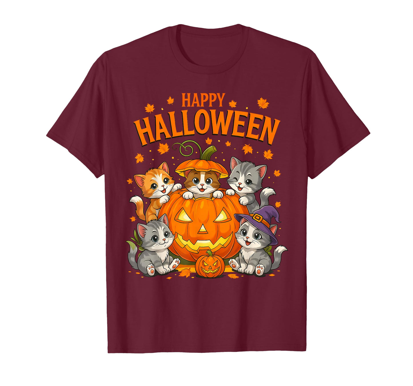 Happy Halloween Funny Pumpkin Halloween cat Spooky Season T-Shirt