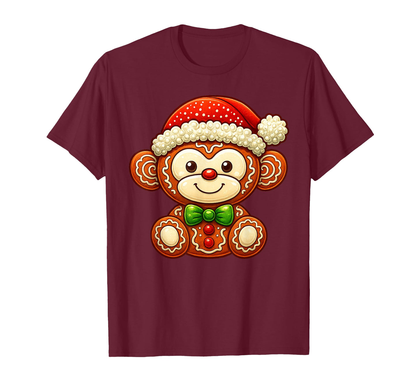 Funny Gingerbread Man Monkey Christmas Womens Mens Gifts T-Shirt