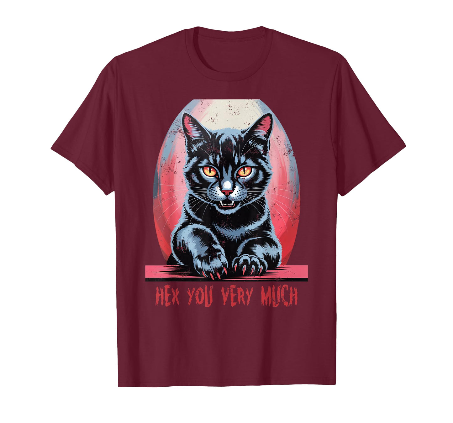 Vintage Hex You Very Much Spooky Black Cat Halloween T-Shirt
