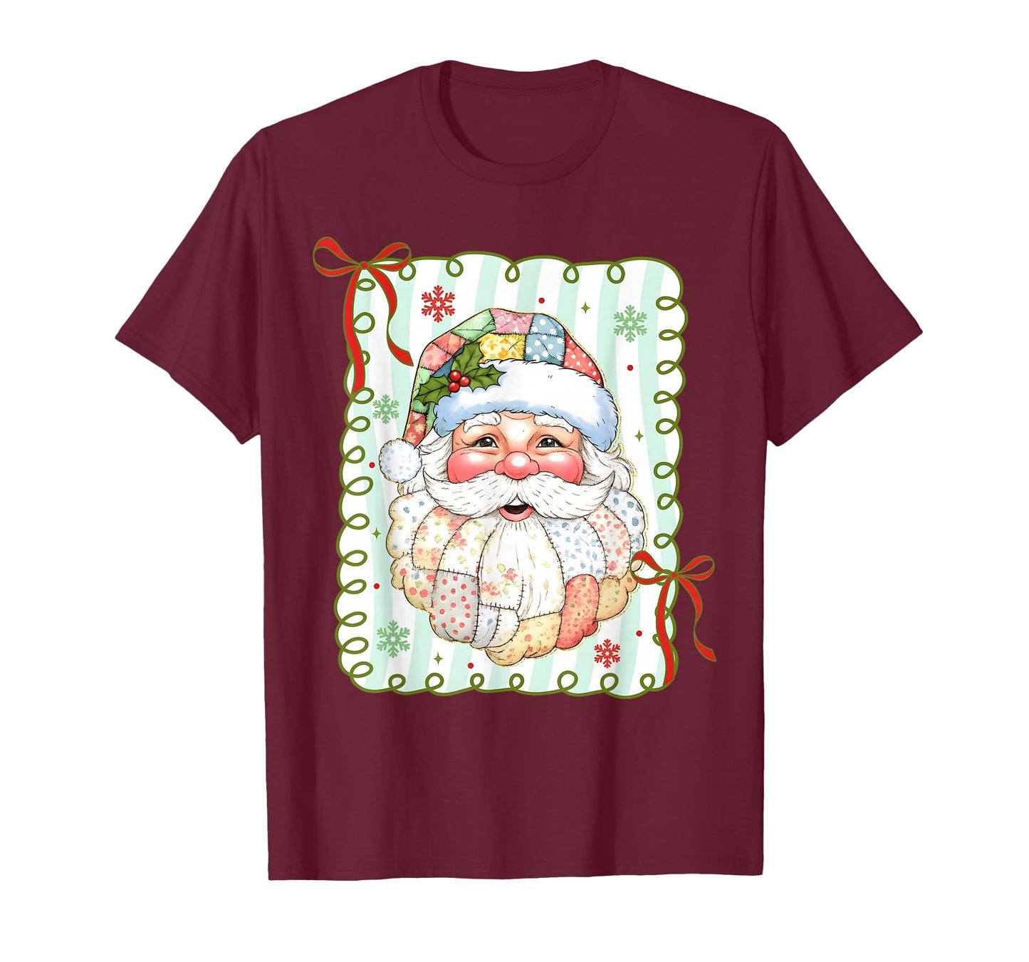 Patchwork Santa Claus Funny Xmas Merry Christmas Men Women T-Shirt