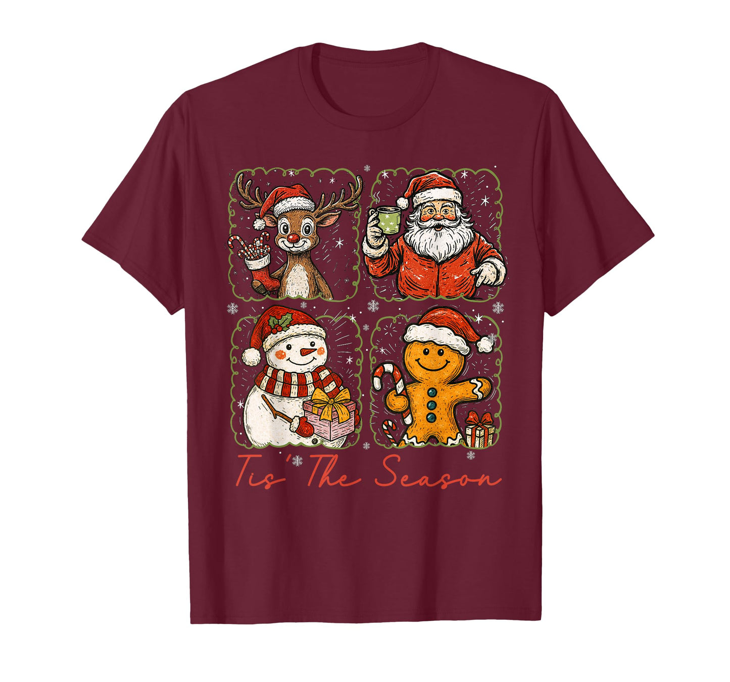 Tis The Season Christmas Tree Santa Claus Holiday Women Kids T-Shirt