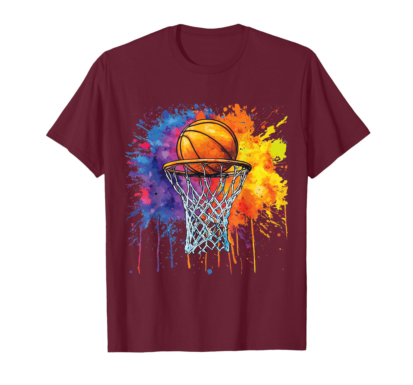 Basketball Colorful Drip Graphic T-Shirt