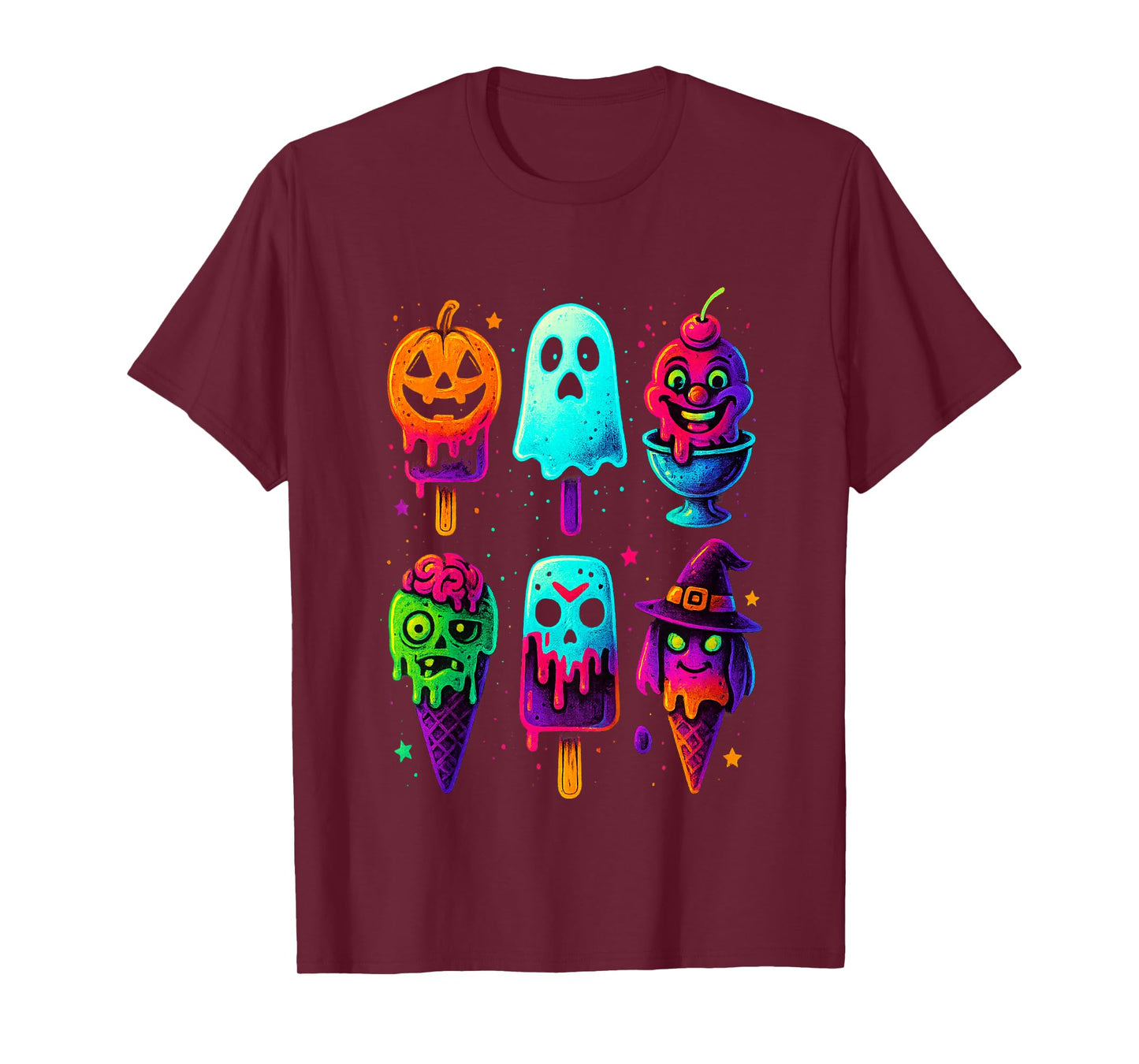 Funny Horror Ice Cream Pops Summerween Halloween Glow Youth T-Shirt