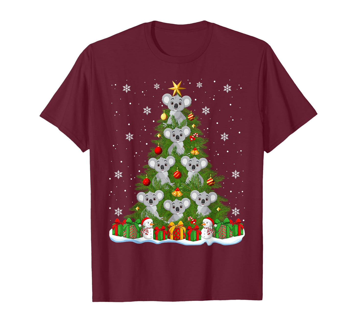 Cute Koala Christmas Tree Holiday Decor Funny Xmas Lights T-Shirt