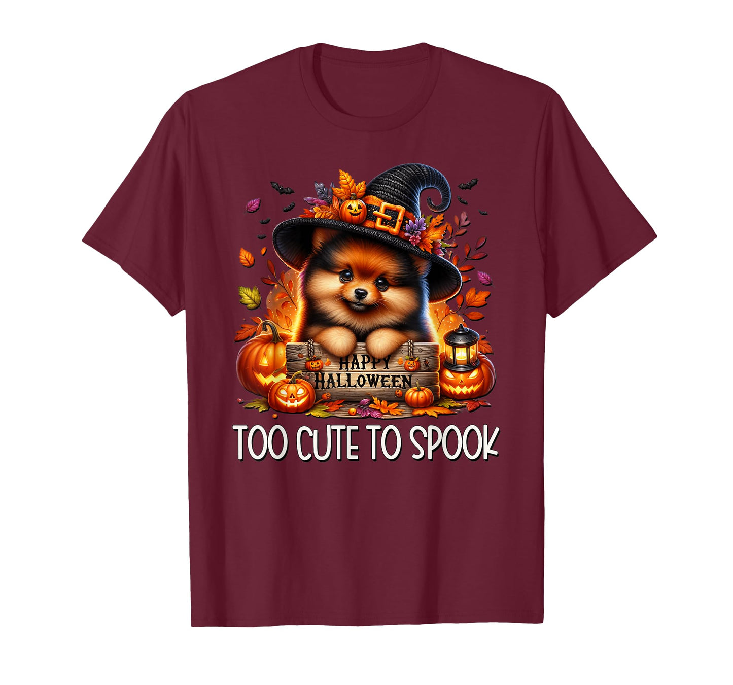 Pomeranian Puppy is Too Cute to Spook for Pom Mom Halloween T-Shirt