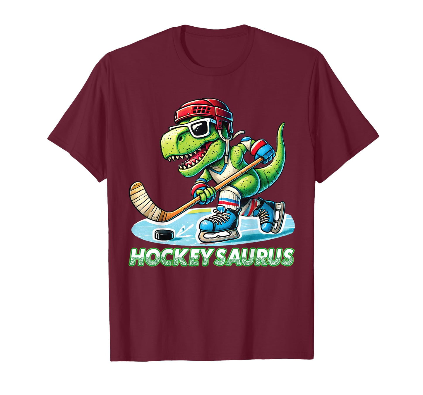 Hockeysaurus Dinosaur Ice Hockey Trex Kids Boys Ice Hockey T-Shirt