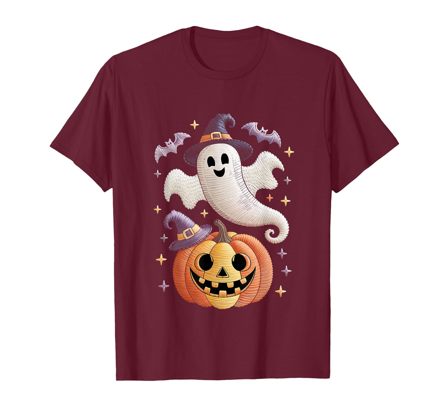 Halloween Ghost and Pumpkin Witch Hat Spooky Design T-Shirt