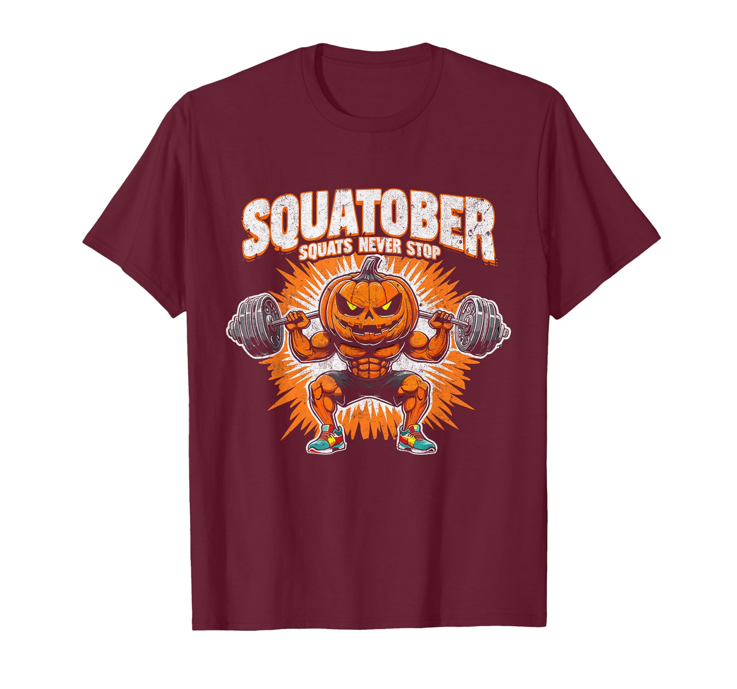 Squatober - Squats Never Stop Pumpkin Halloween T-Shirt