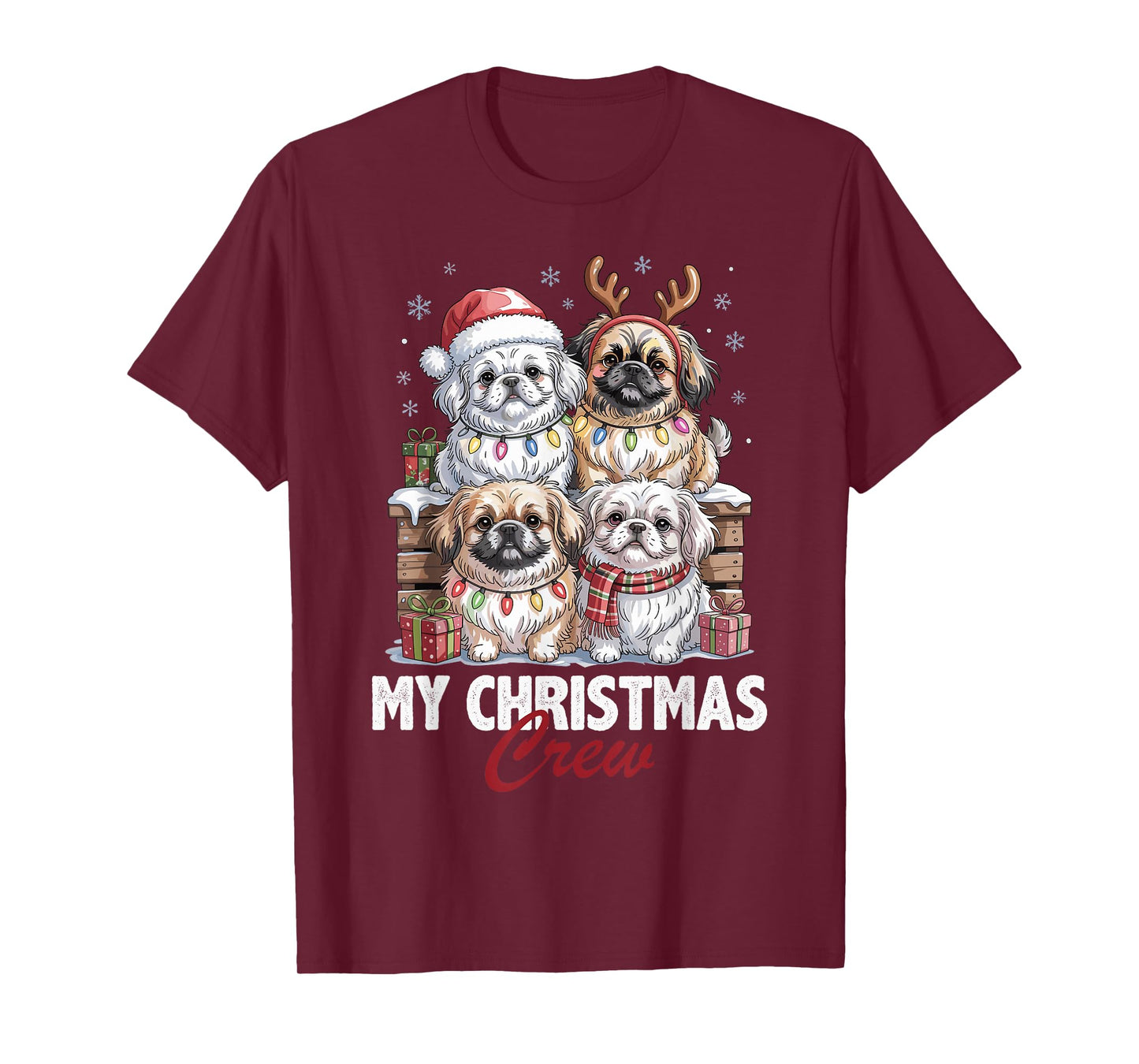 Pekingese Christmas Crew Funny Dog Lovers Holiday Pajama T-Shirt