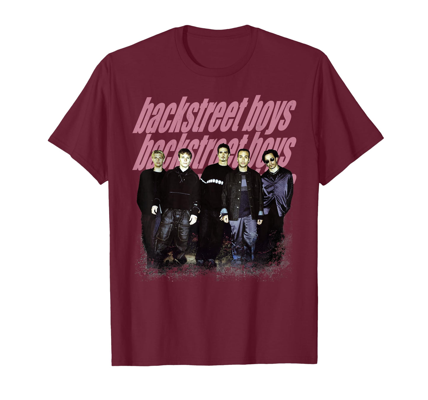 Backstreet Boys – Group Photo Repeat Logo Dark Heather Grey T-Shirt
