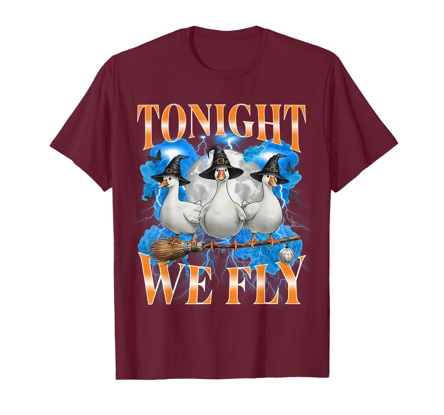 Tonight We Fly Funny Witch Goose Halloween Spooky Farm T-Shirt