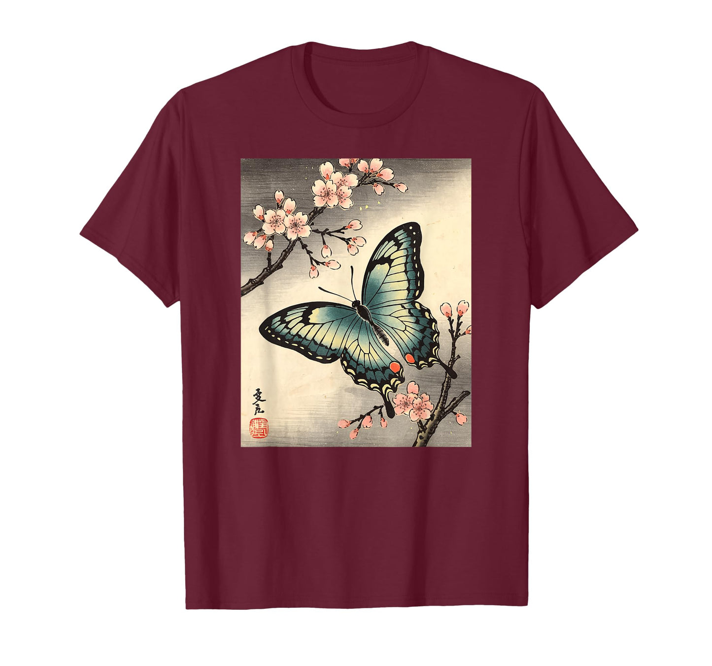 Japanese Art Butterfly Kyosai Vintage Japan Artwork T-Shirt