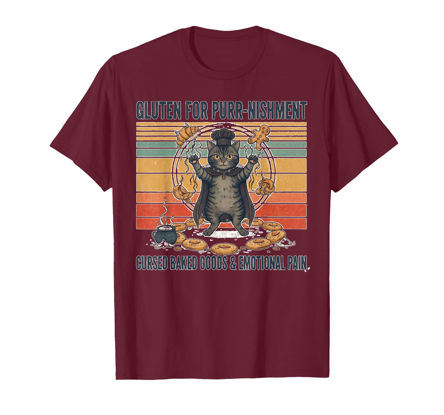 Gluten for Purrnishment Cursed Cat Baking Emotional Pain T-Shirt