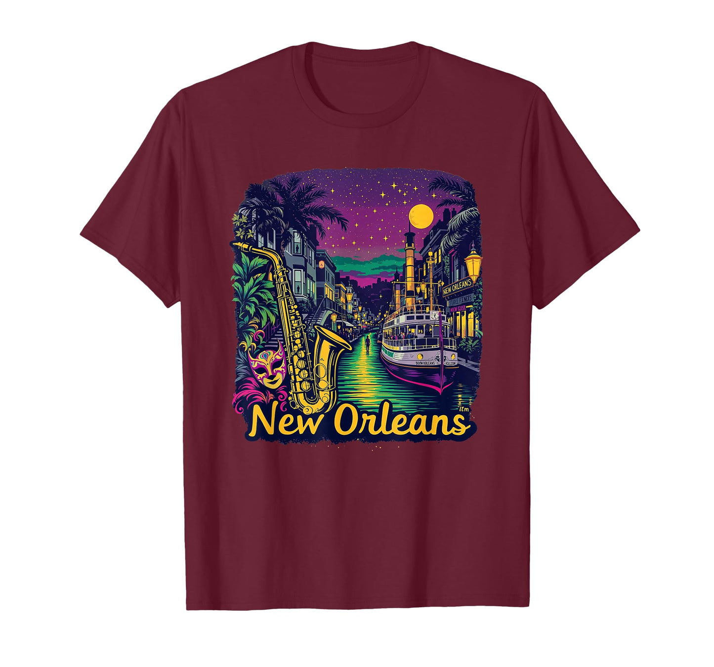 Vintage New Orleans Louisiana Sunset Skyline Cityscape Retro T-Shirt
