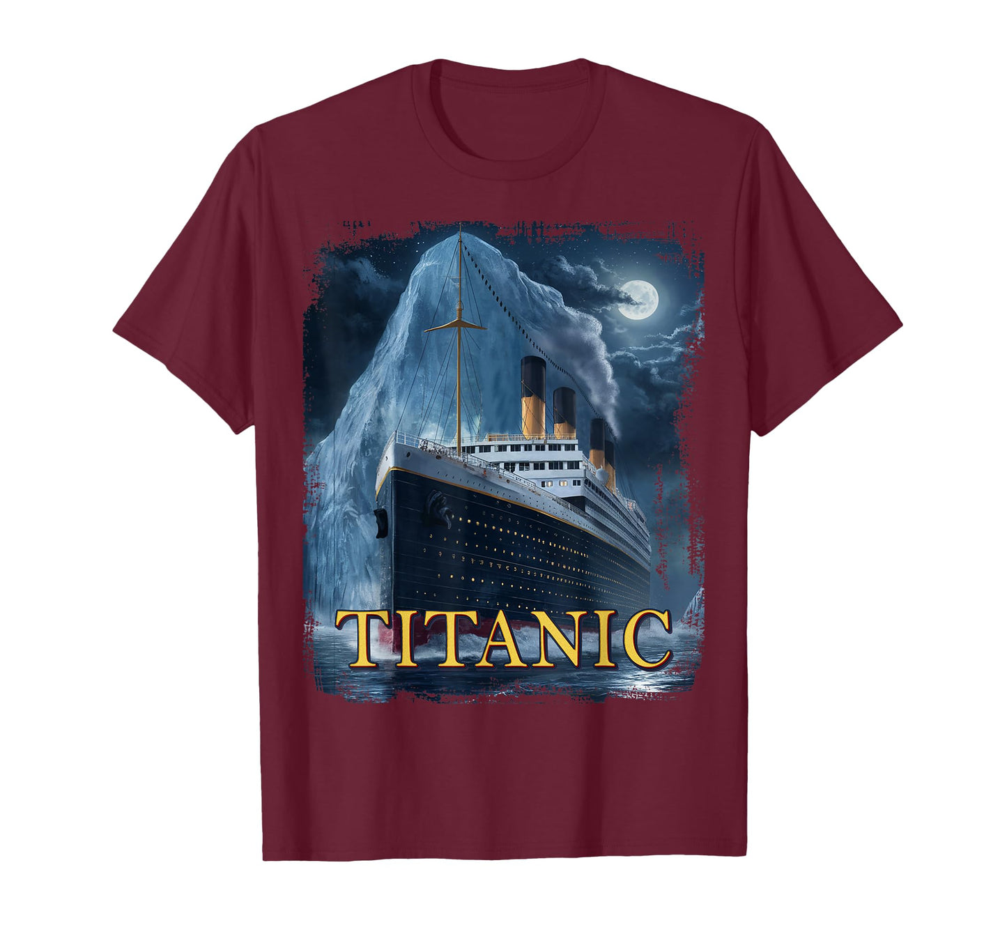 Titanic Cruise Ship Graphic Hit Iceberg April 15th 1912 T-Shirt, Small, Black