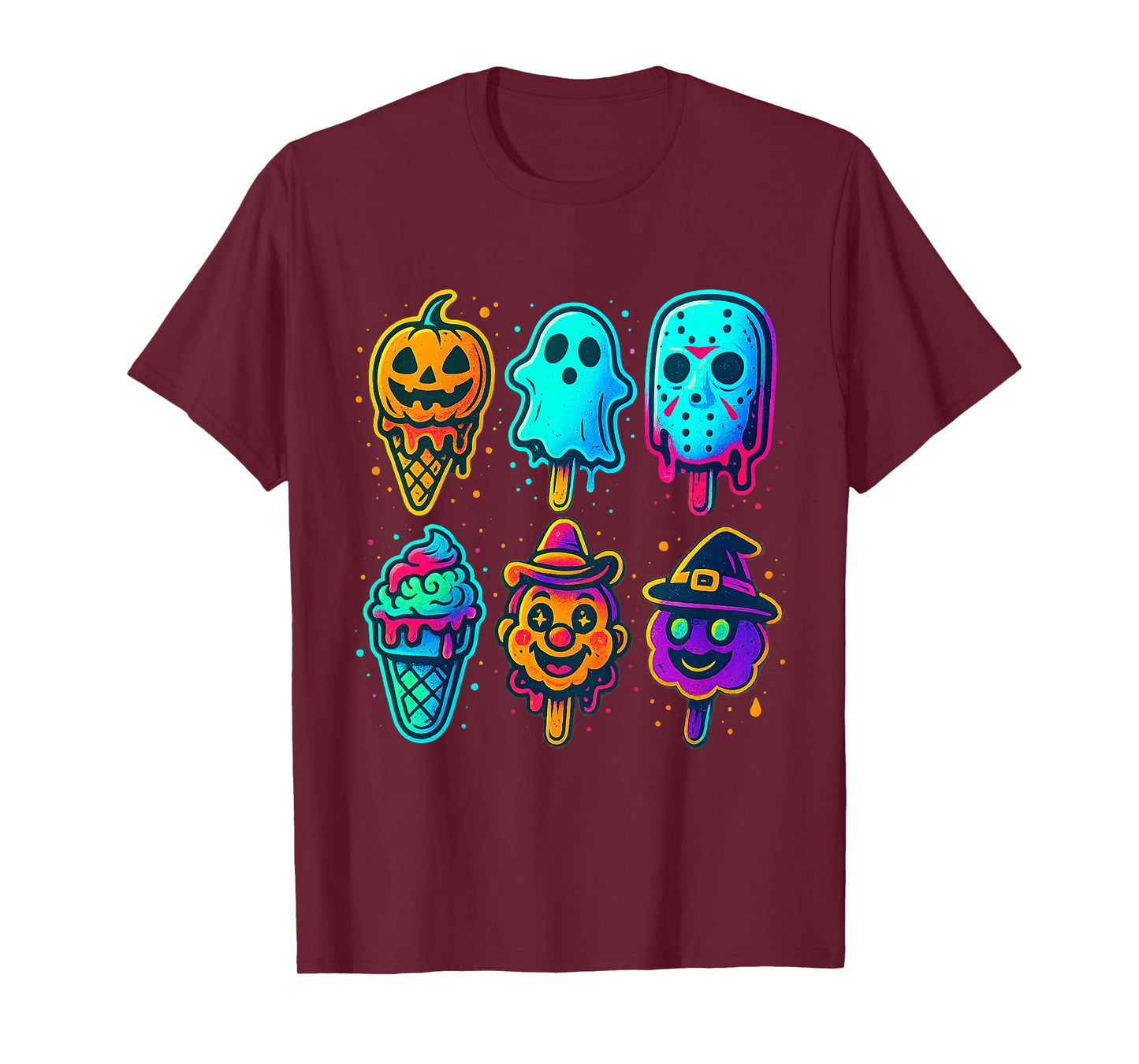Funny Horror Ice Cream Pops Summerween Halloween Glow Youth T-Shirt