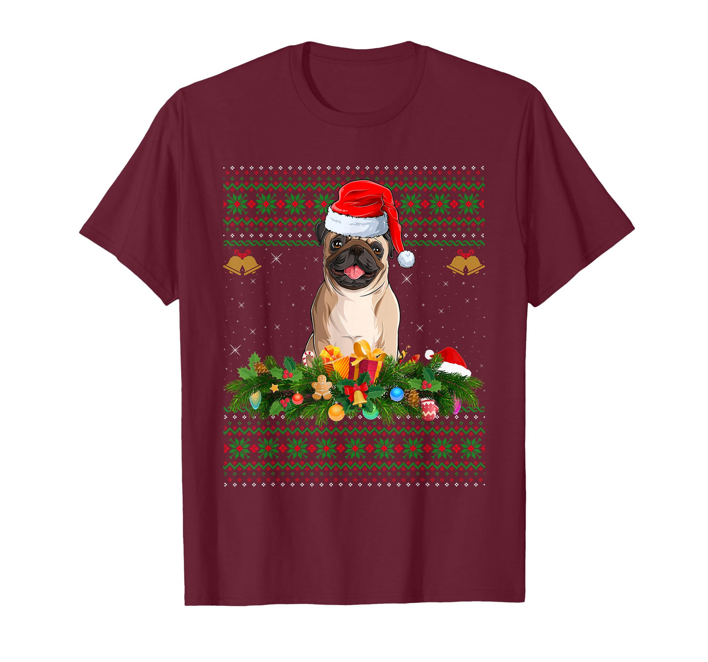 Pug Dogs Ugly Christmas Sweaters Funny Pet Dog Lover Xmas T-Shirt