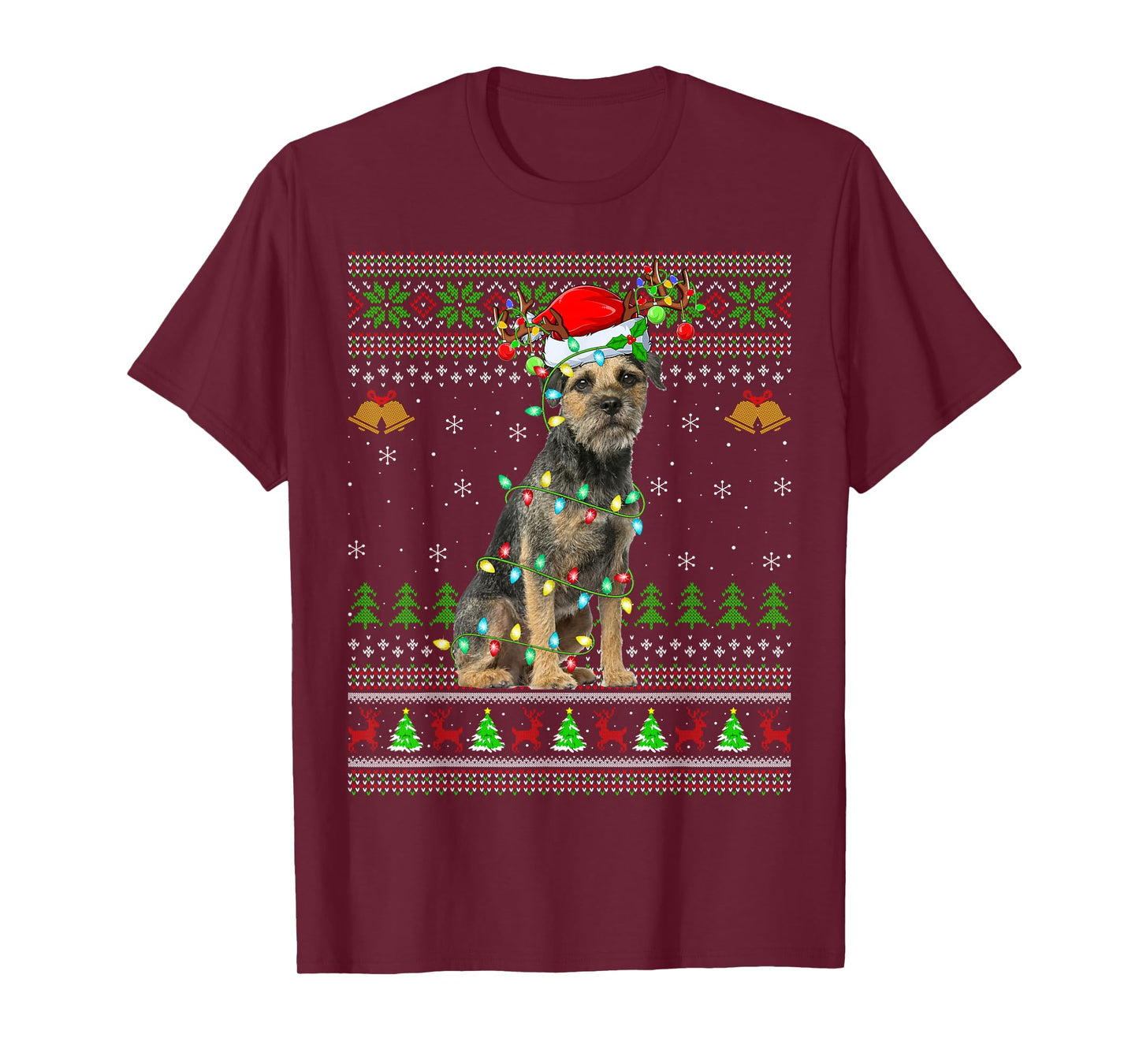 Border Terrier Dog Ugly Christmas Sweater Holiday Santa Xmas T-Shirt