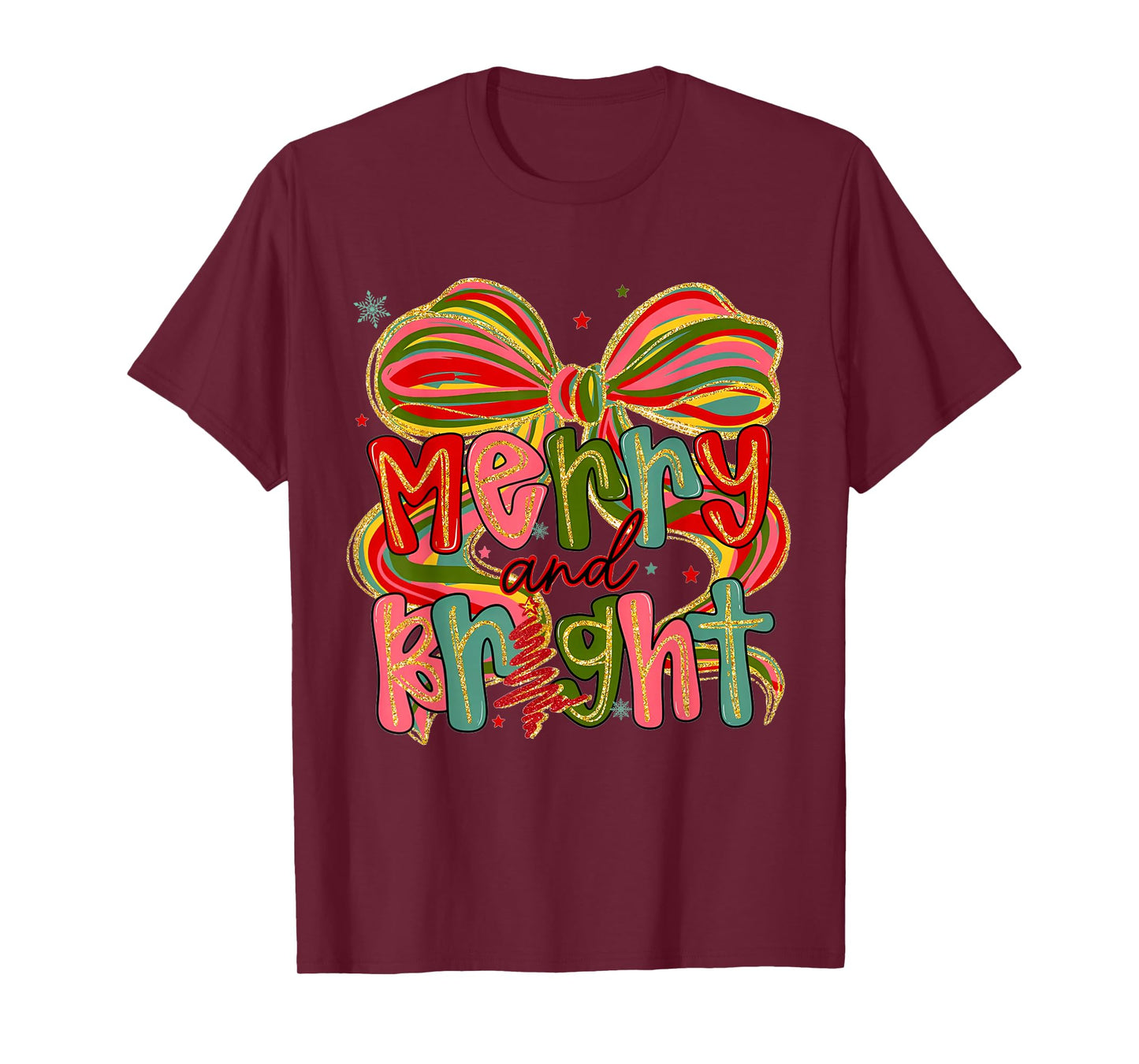 Coquette Bow Christmas Tree Preppy Merry and Bright T-Shirt