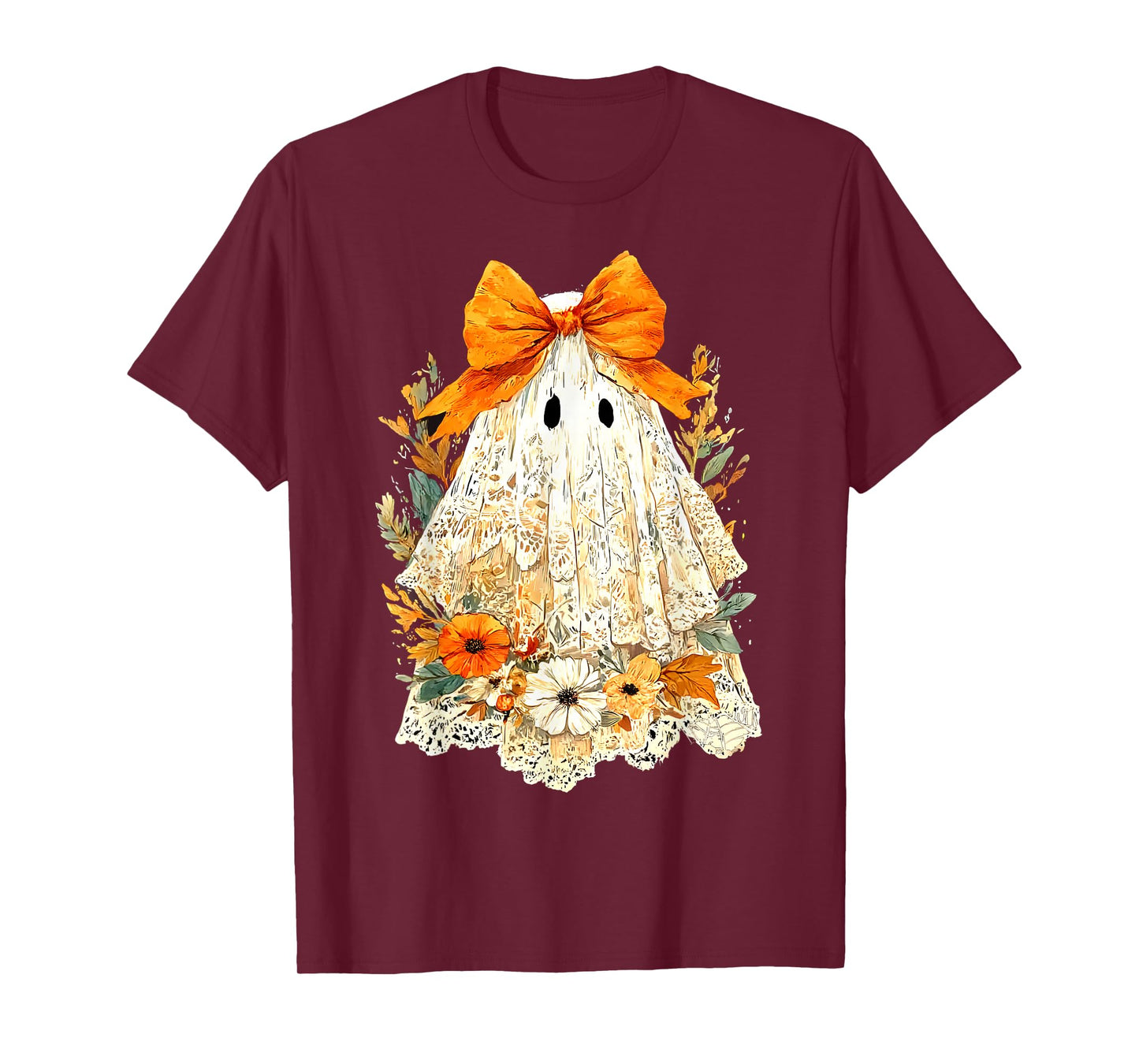 Lace Ghost Coquette Bow Vintage Women Girls Halloween Girly T-Shirt