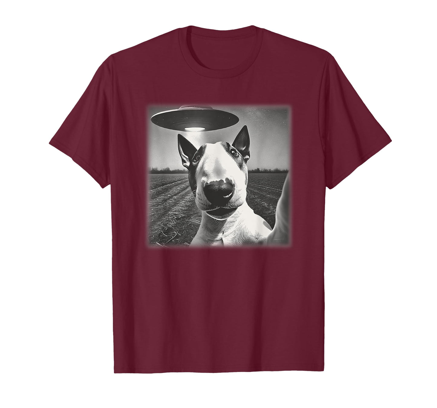 Vintage English Bull Terrier UFO Alien Selfie Dog Mom Dad Men Women Kids T-Shirt