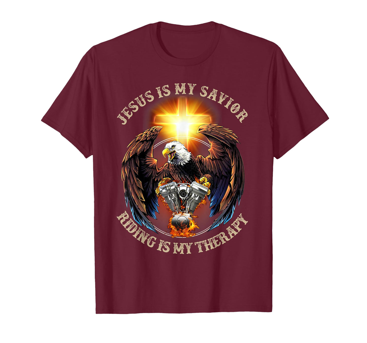 Jesus Is My Savior Riding Is My Therapy Jesus Motorcycle T-Shirt
