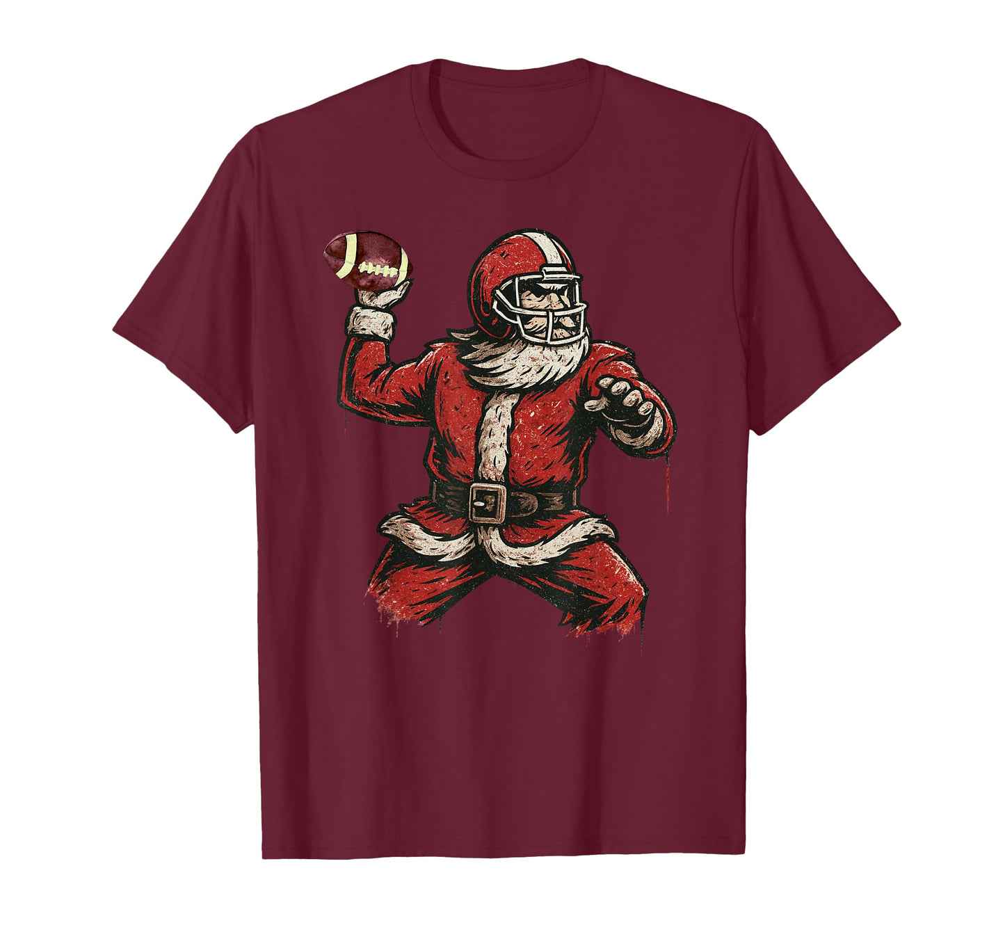Santa Claus Playing American Football Xmas Holiday Christmas T-Shirt