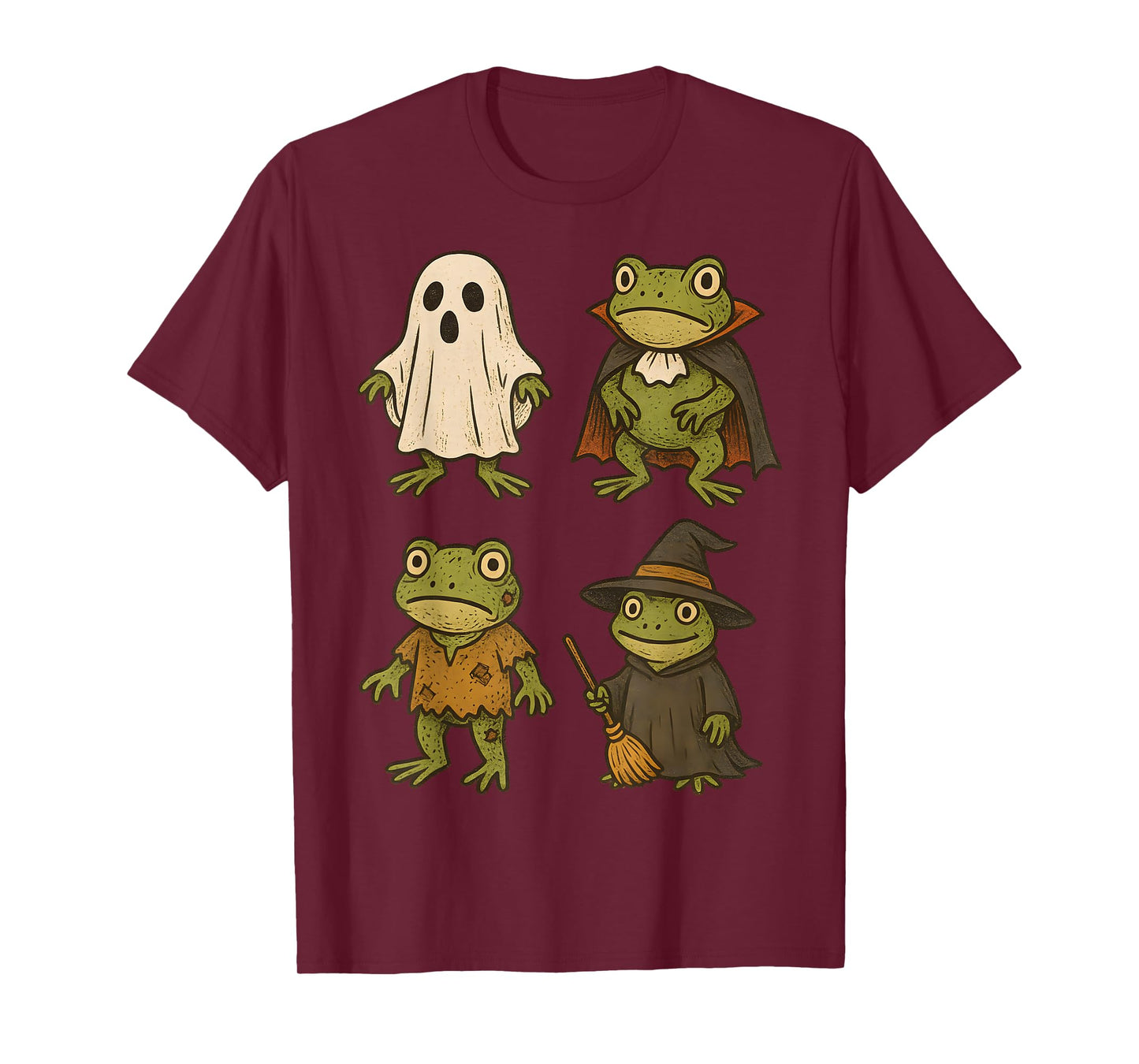 Frog Ghost Spooky Witch Boo Zombie Halloween Kids Boys Girls T-Shirt