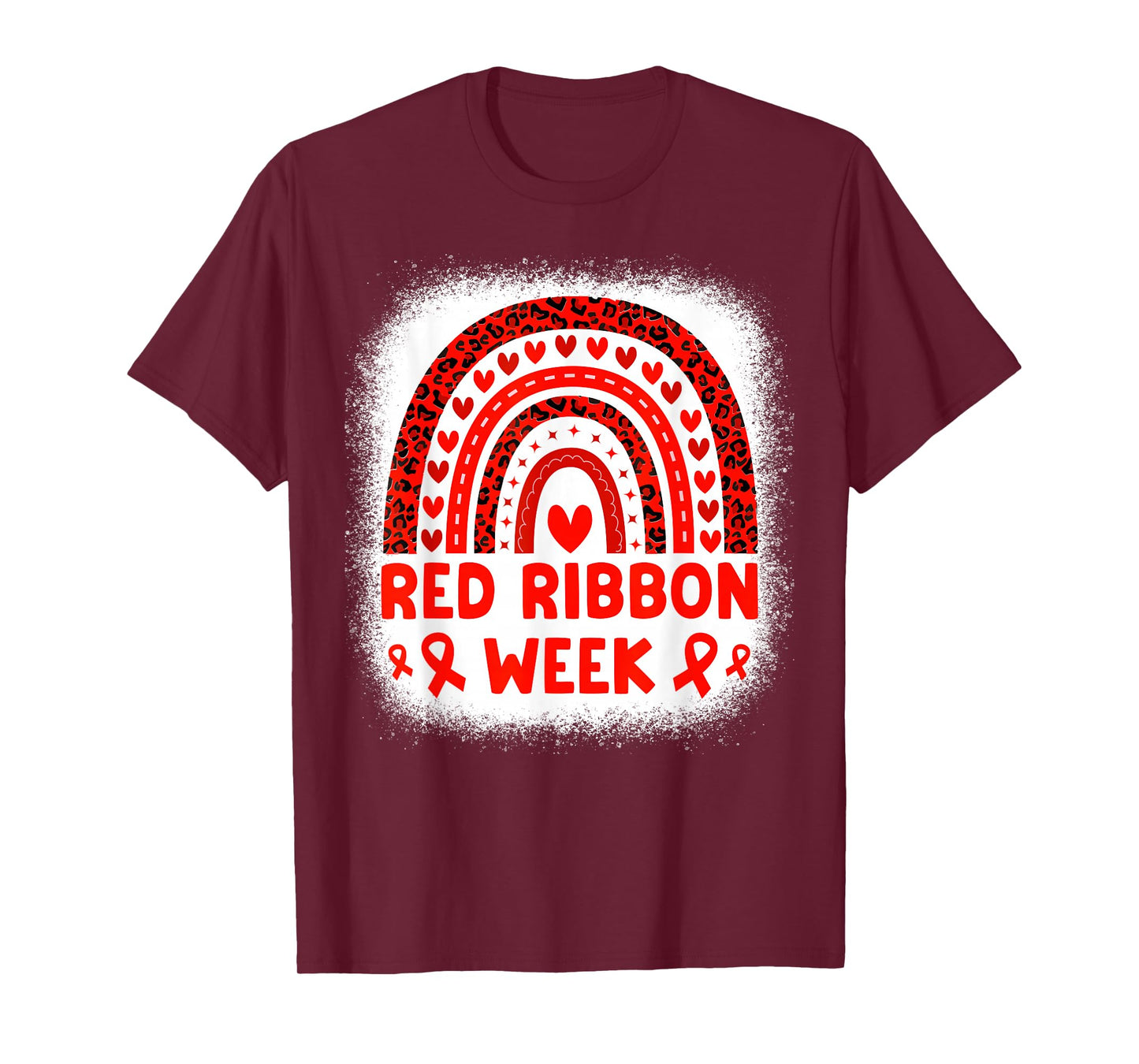 Red Ribbon Week Awareness Rainbow Men Women Kids Red Ribbon T-Shirt