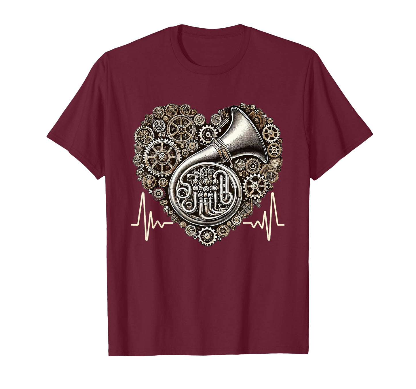 Tuba Heartbeat Steampunk Brass Music Tubist T-Shirt