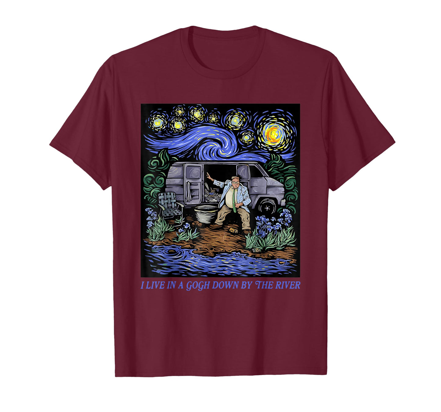 Vintage Design I Live In A Van-Gogh Down-By The River T-Shirt