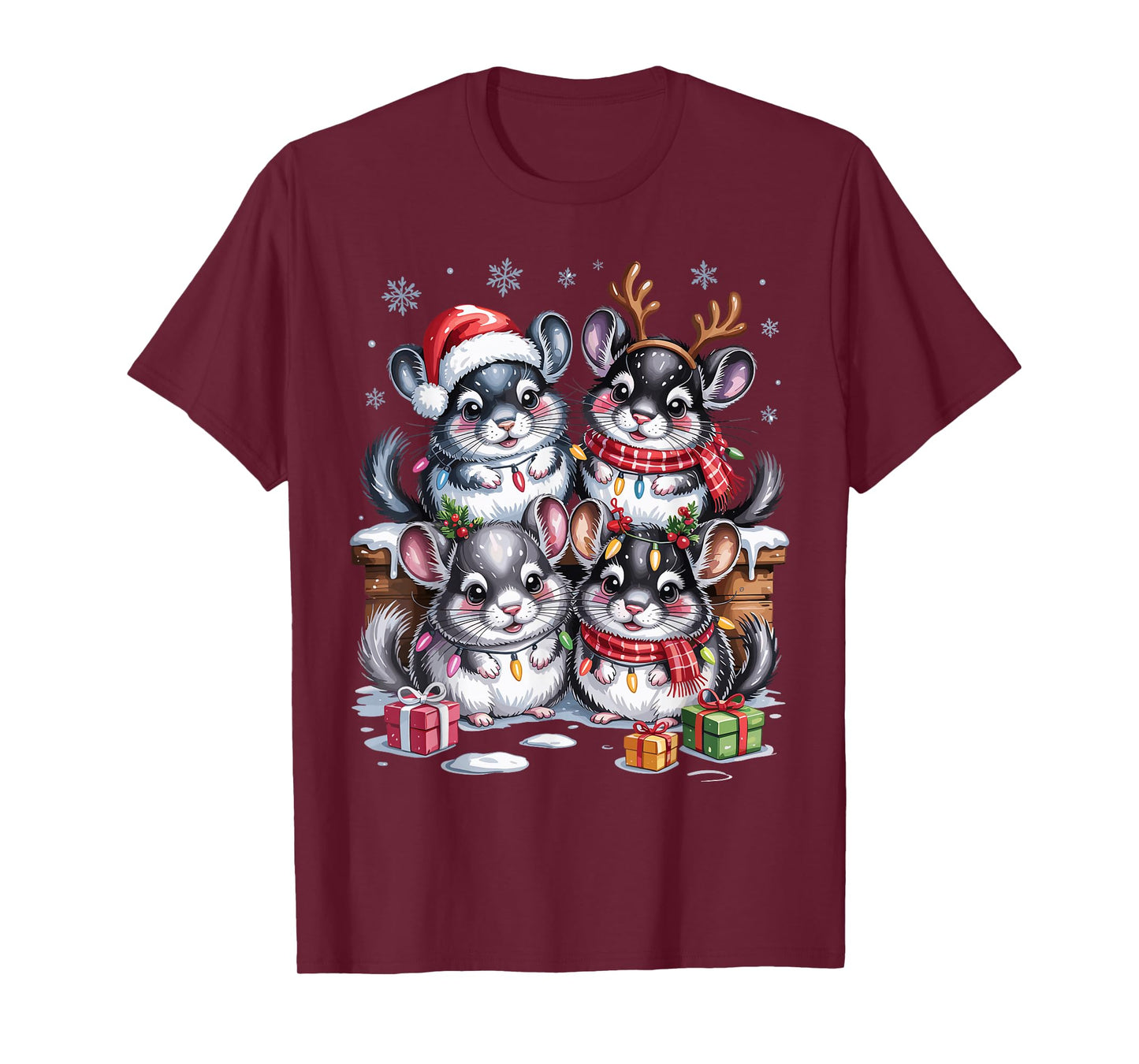 Chinchilla Christmas Cute Pet Lovers Funny Holiday Pajamas T-Shirt