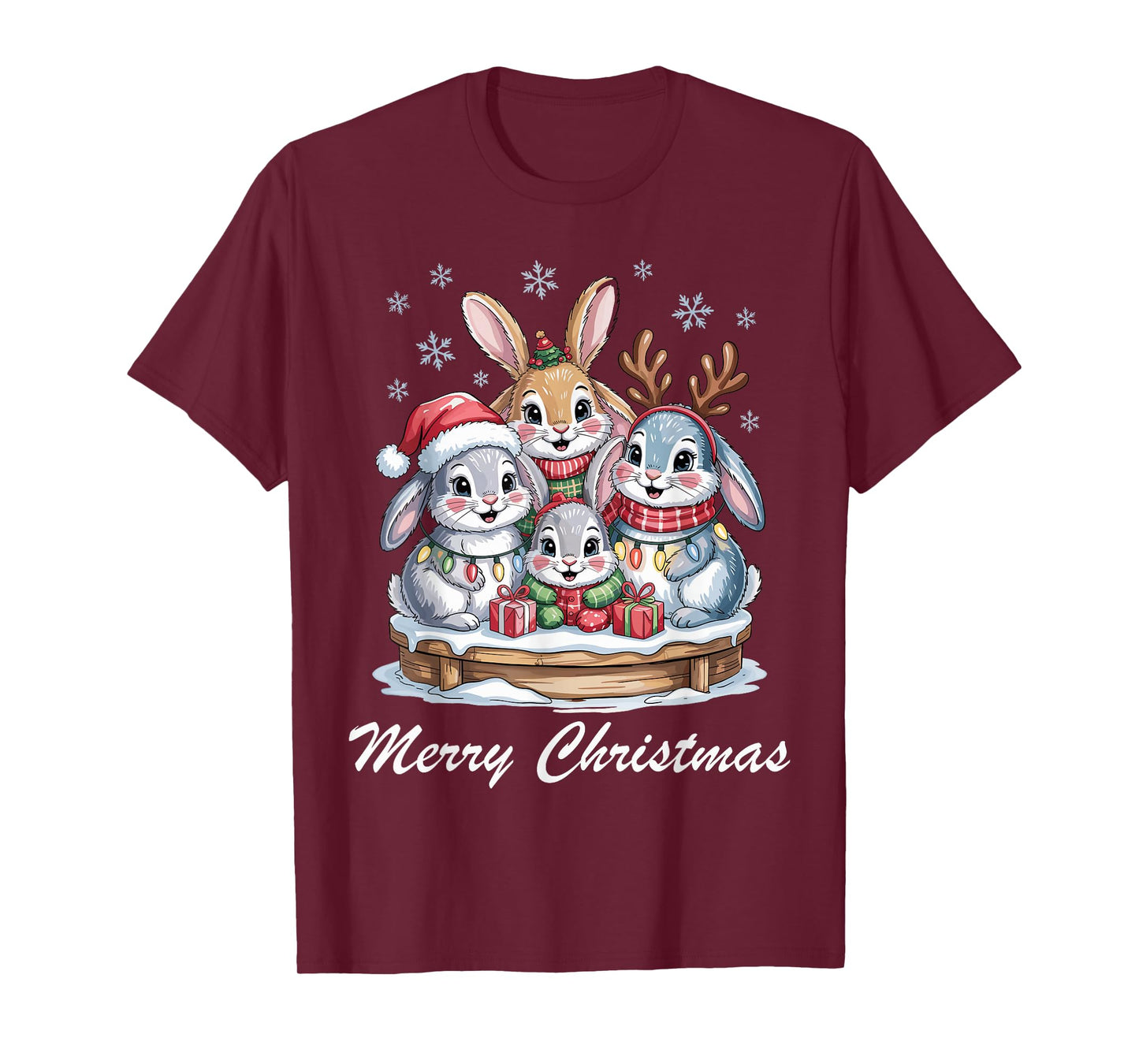 Rabbit Merry Christmas Cute Pet Lovers Funny Holiday Pajama T-Shirt