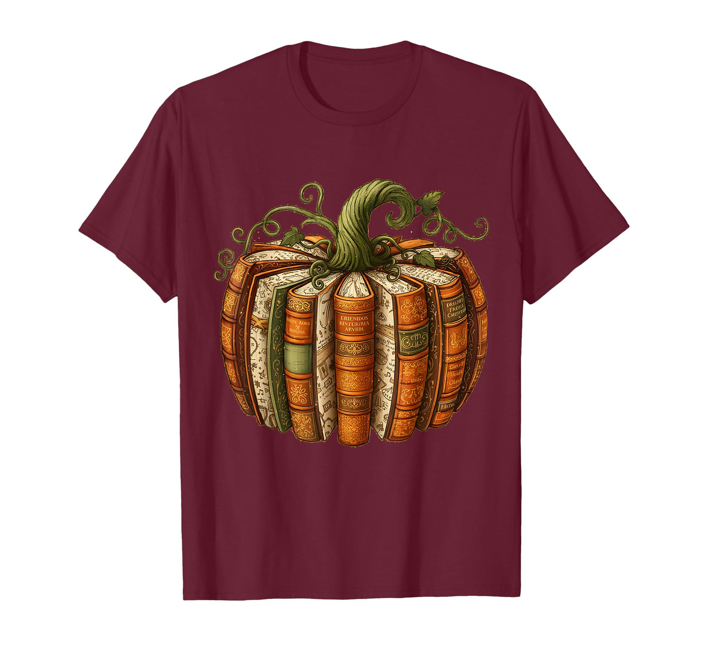 Vintage Book Pumpkin Fall Reading Halloween Tee T-Shirt