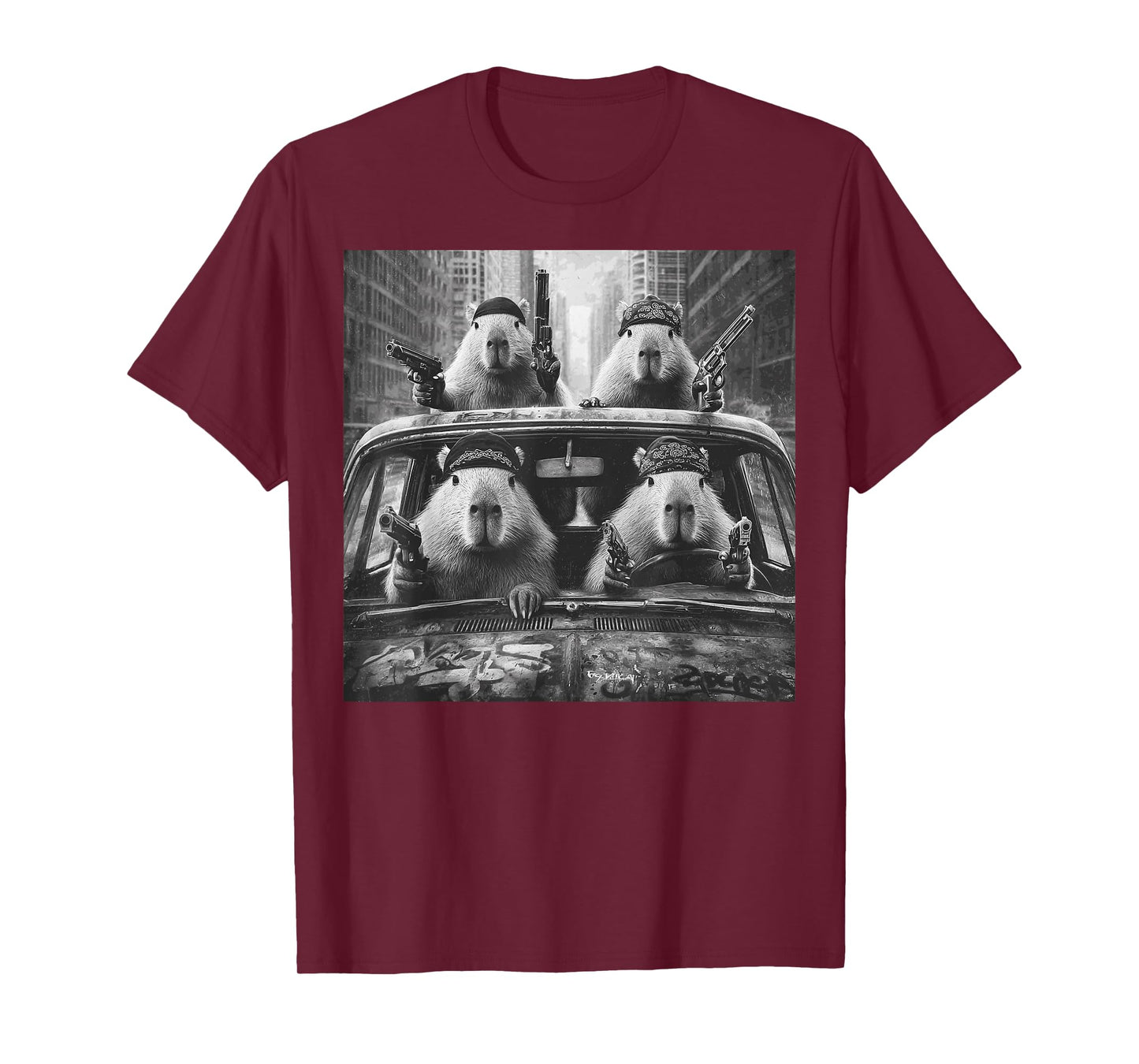 Funny Graphic Capybara Gangster Adult Funny T-Shirt