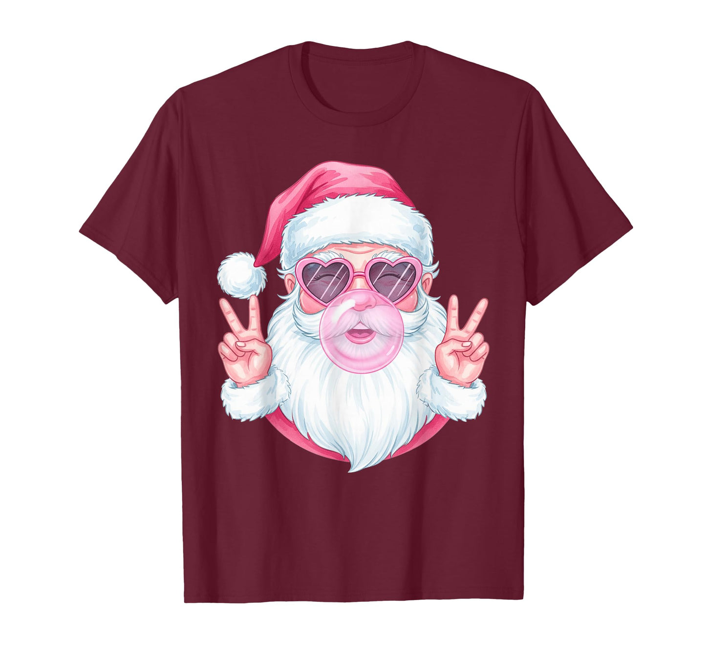 Vintage Retro Santa Christmas Bubble Gum Pink Sunglasses Kid T-Shirt