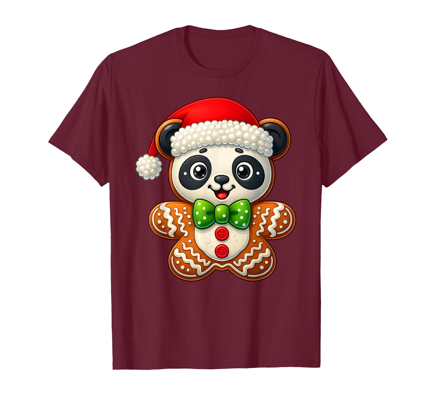 Funny Gingerbread Man Panda Christmas Tees Womens Mens Gifts T-Shirt