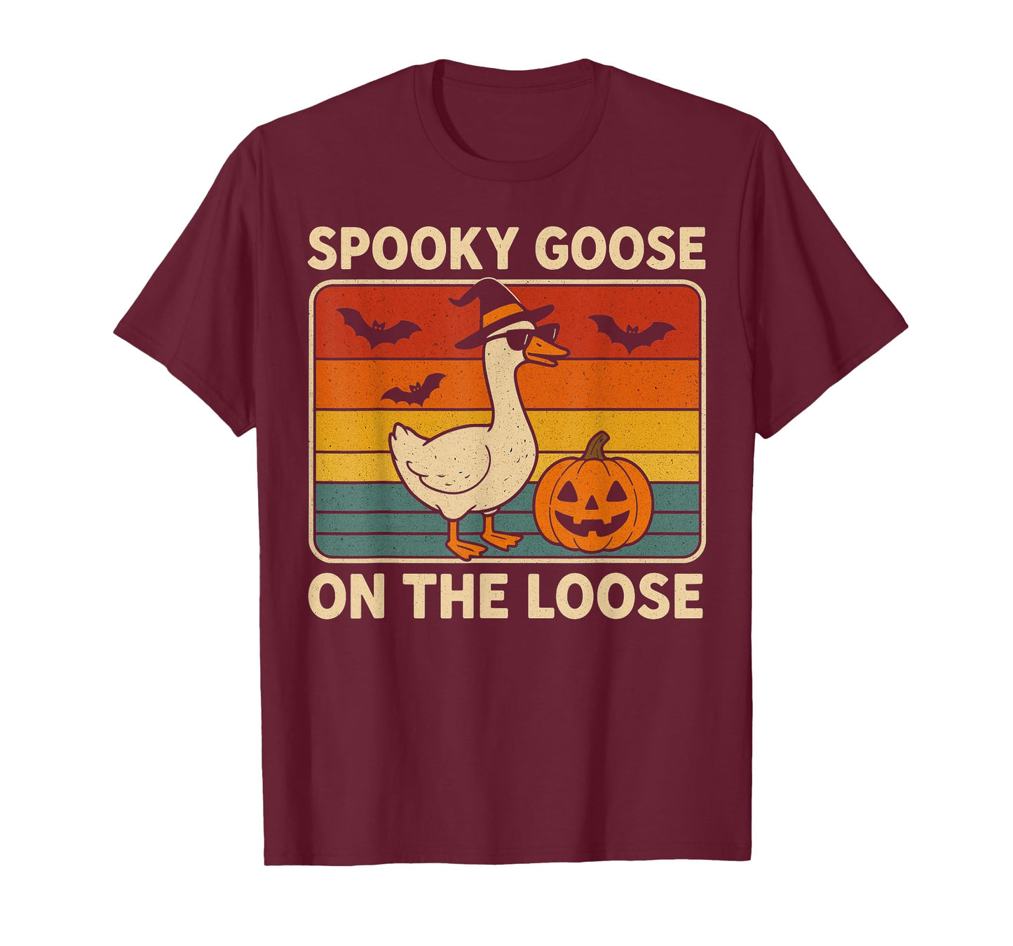 Vintage Spooky Goose on The Loose Funny Halloween Retro T-Shirt