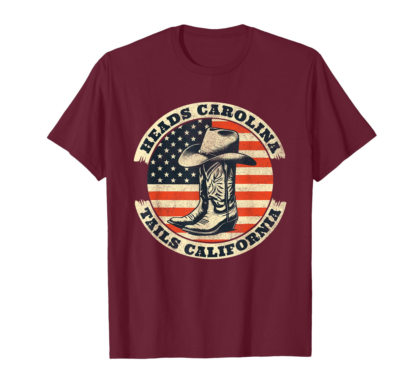 Heads Carolina Tail California Retro Vintage Country T-Shirt