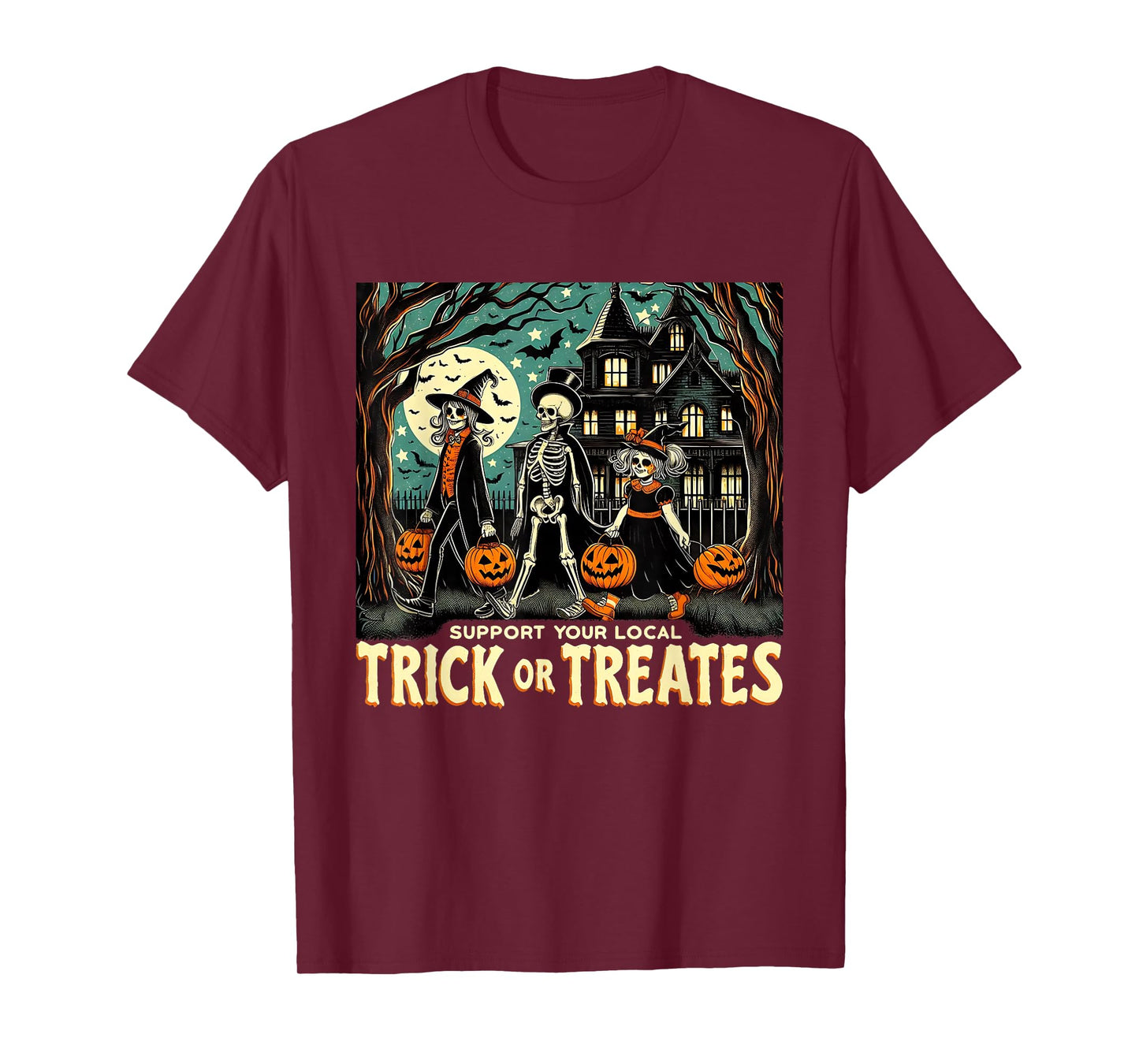 Support Local Trick or Treats Retro Halloween Art T-Shirt