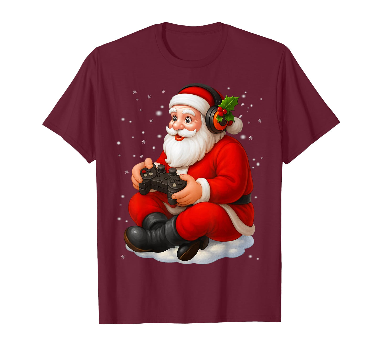 Funny Santa Video Game Snowflake Christmas Xmas Men Boy T-Shirt