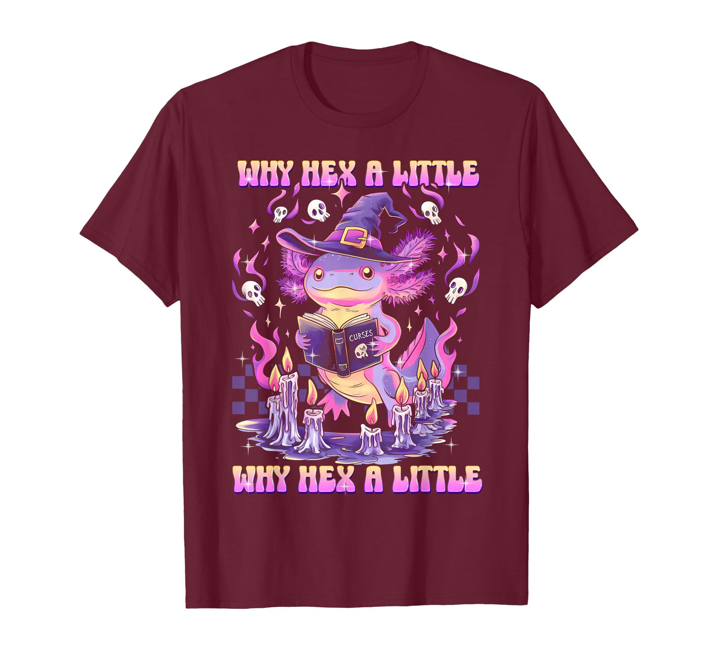 Funny Hexalotl Axolotl Witch Magic Halloween Pun T-Shirt