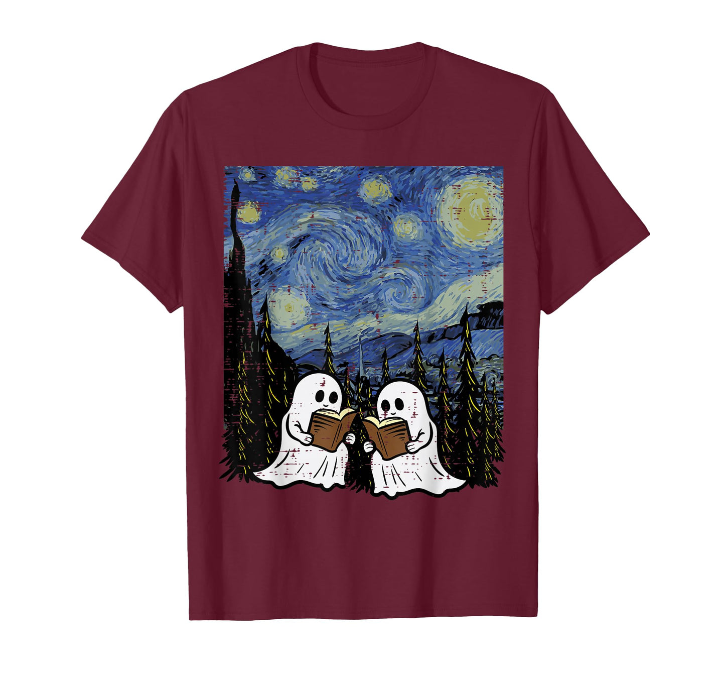 Halloween Ghosts Books Starry Night Costume Men Women Kids T-Shirt