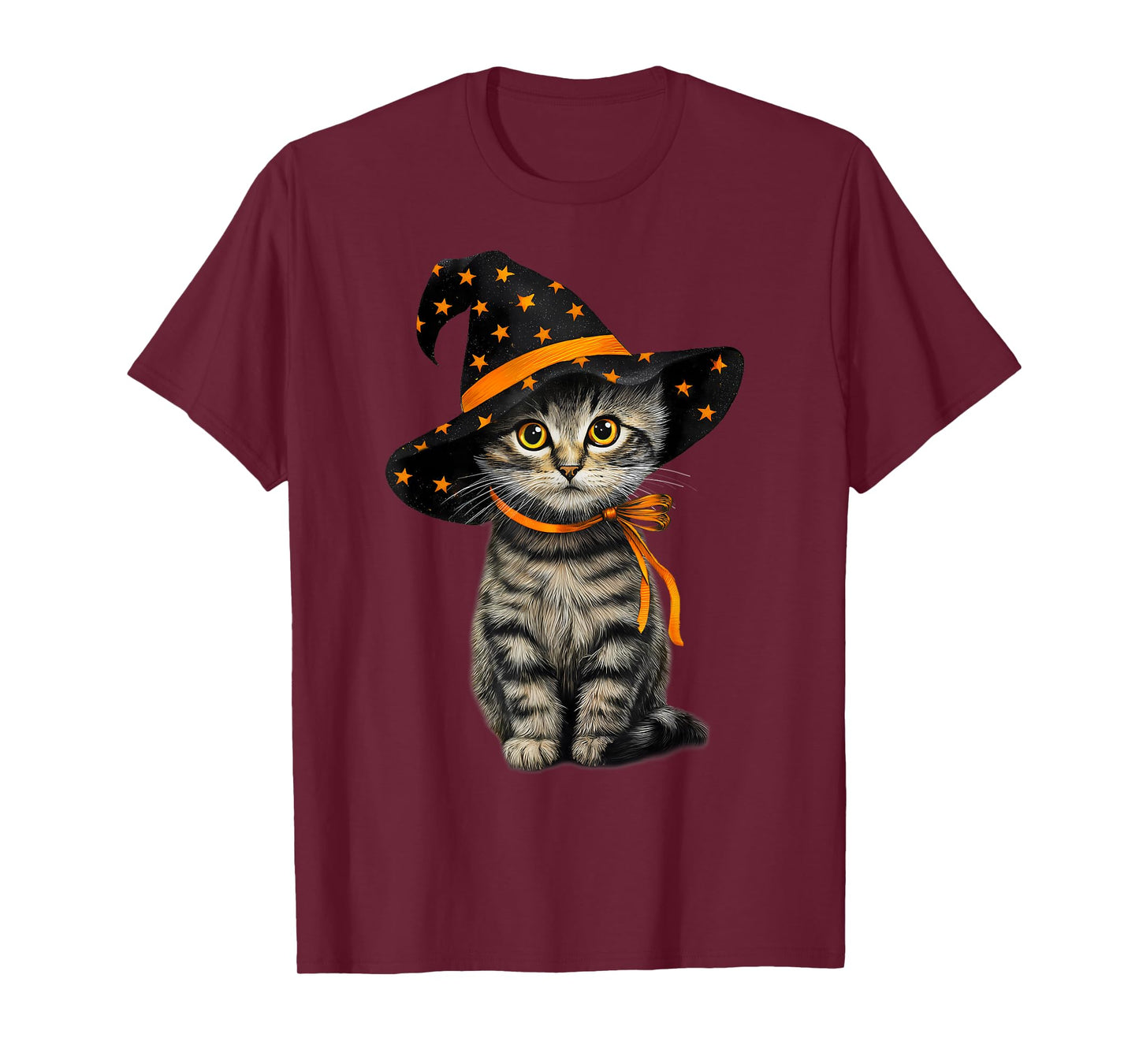Cute Kitten Lover Cat Witch Hat Halloween Men Women Kids T-Shirt