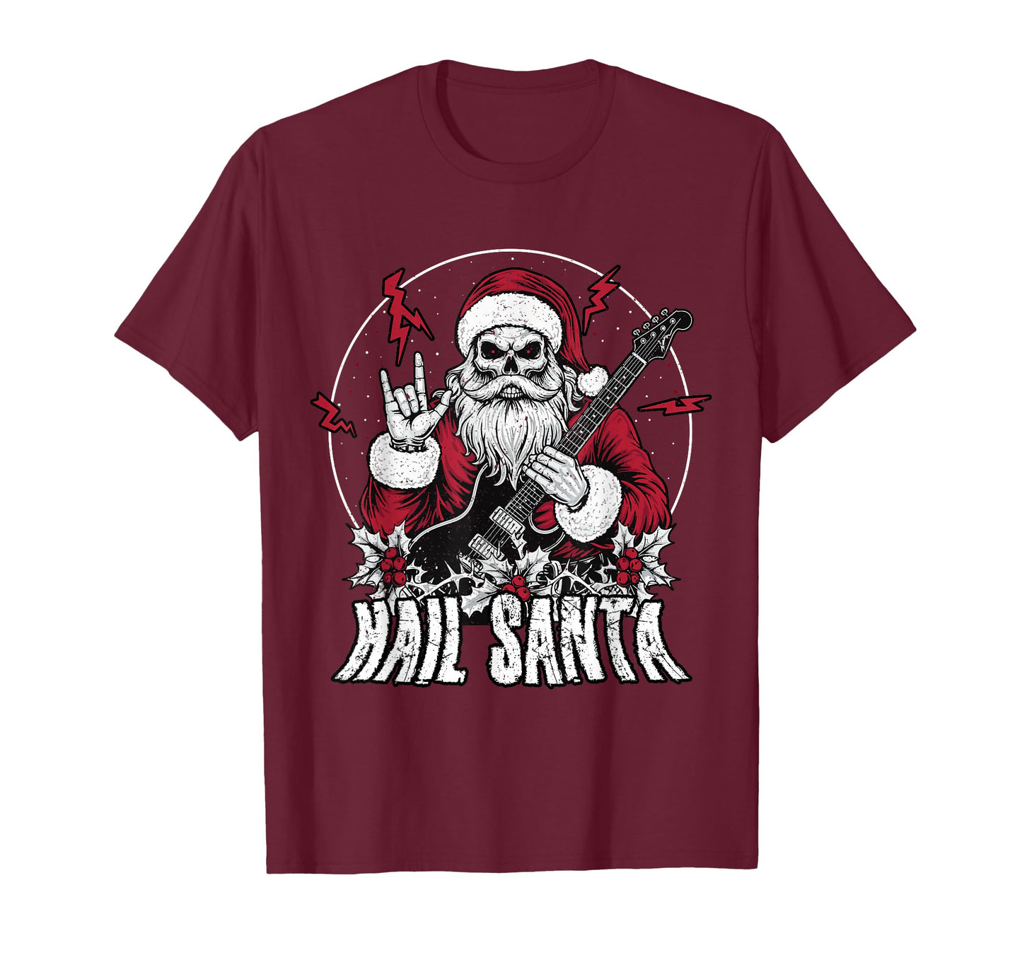 Hail Santa Heavy Guitar Happy Solstice Anti Christmas Rock T-Shirt