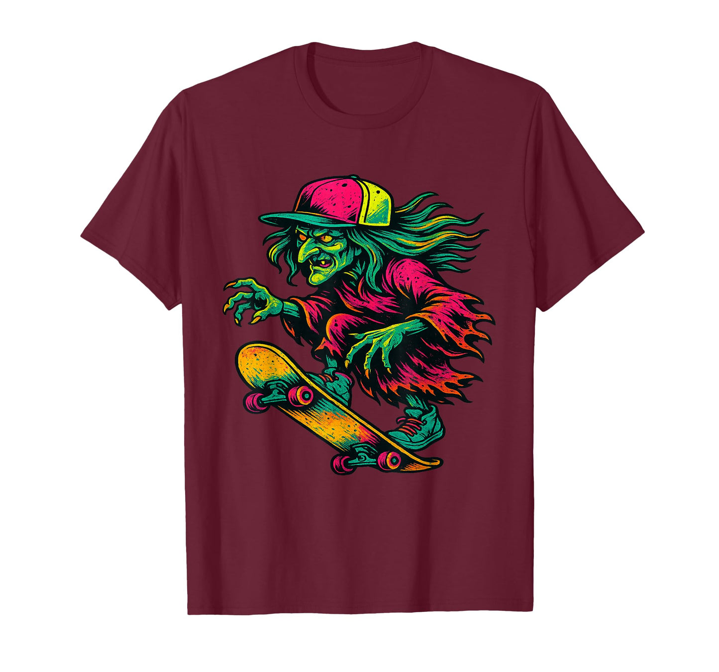 Skater Witch Gnarly Skateboard Witchy Spooky Sorcery T-Shirt