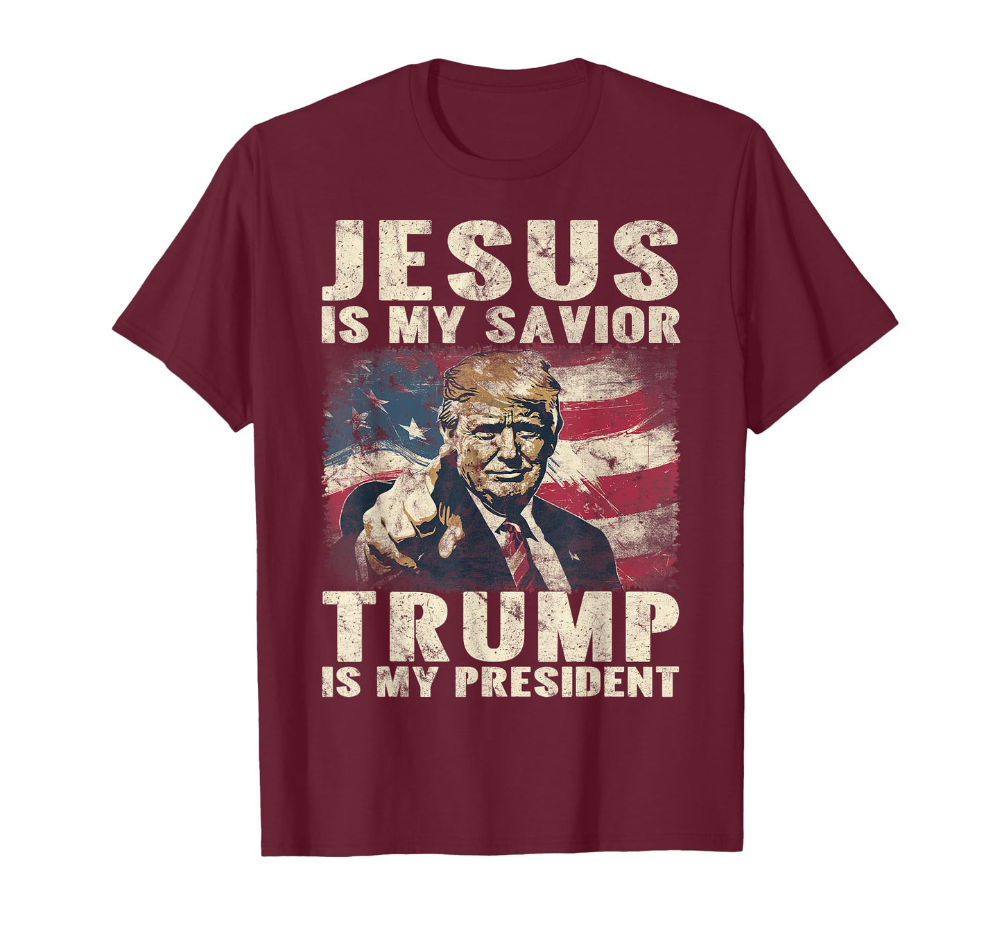Jesus Is My Savior Trump Is My President 2024 American Flag T-Shirt