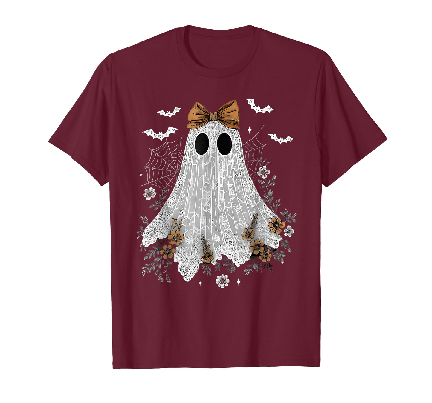 Lace Ghost Coquette Bow Vintage Women Girls Halloween Girly T-Shirt