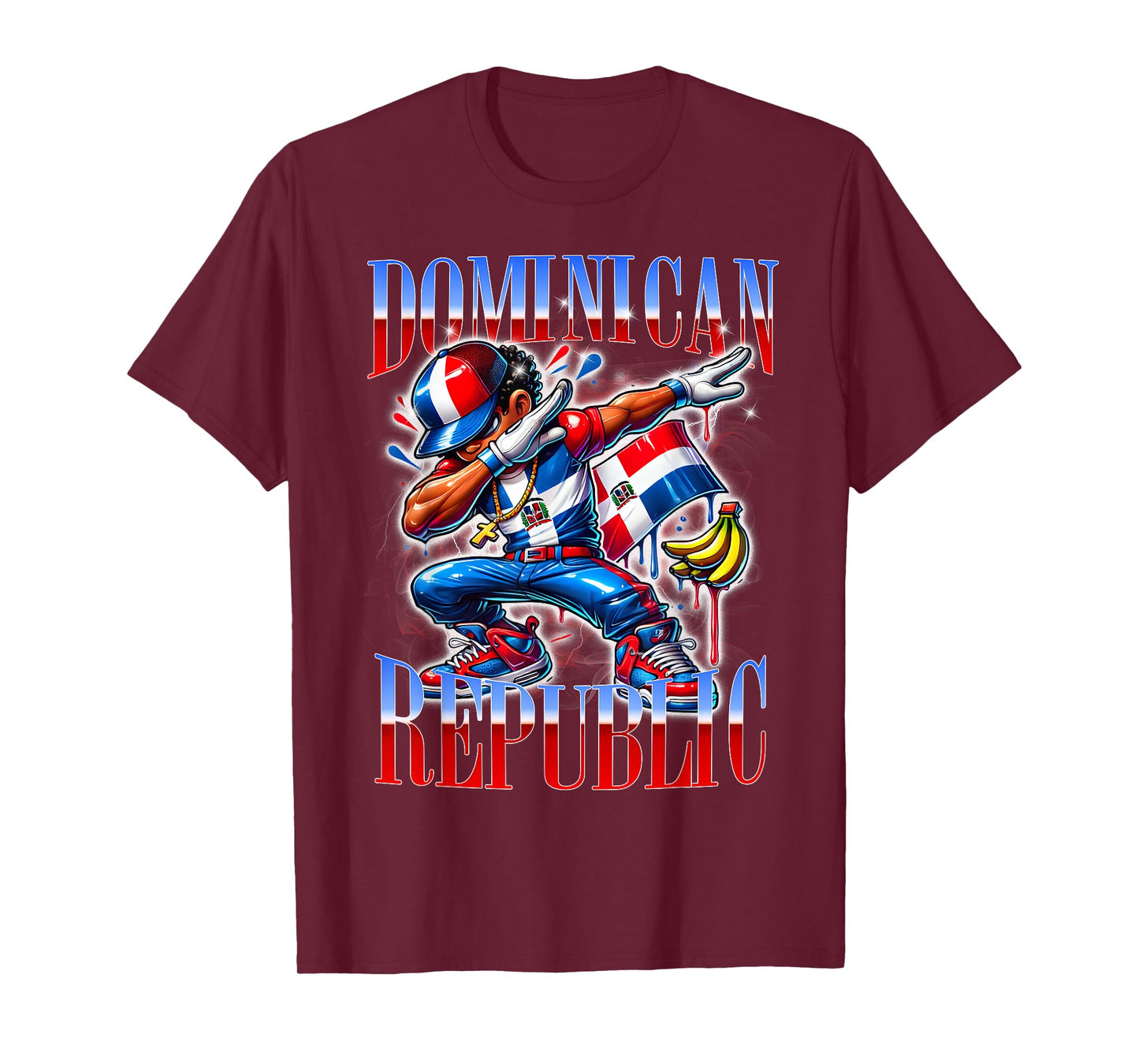 Dominican Republic Flag Dab Urban Streetwear Design T-Shirt